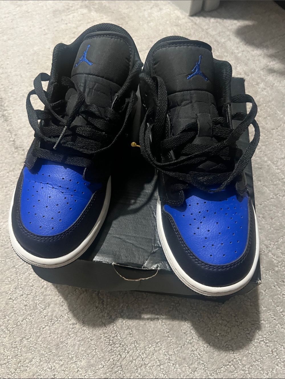Jordan Low-Top Sneakers in Black & Royal Blue